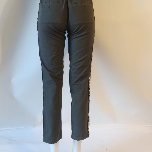 Zadig & Voltaire Pomelo Rip Stop Gray, Black, Gold Stripe Chino Pants EU 34/XS - Picture 5 of 8